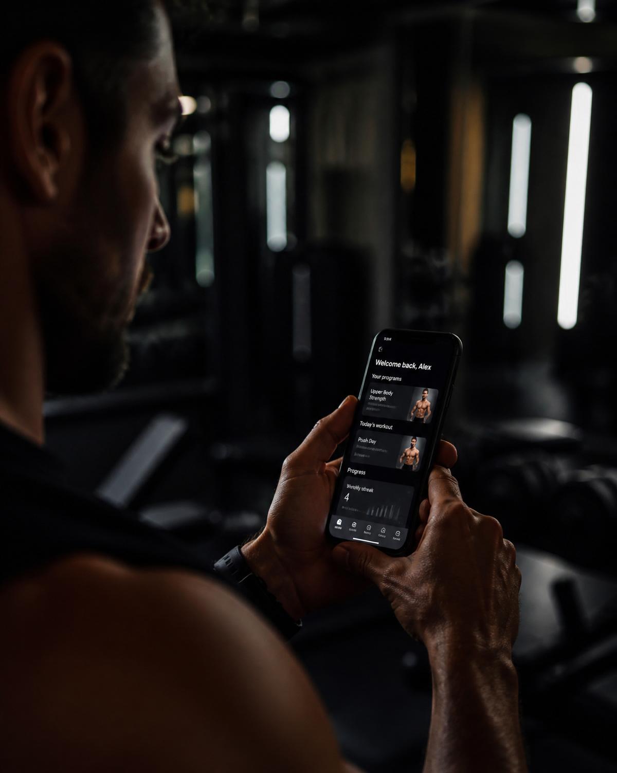 Alumno usando la app móvil de SPGym